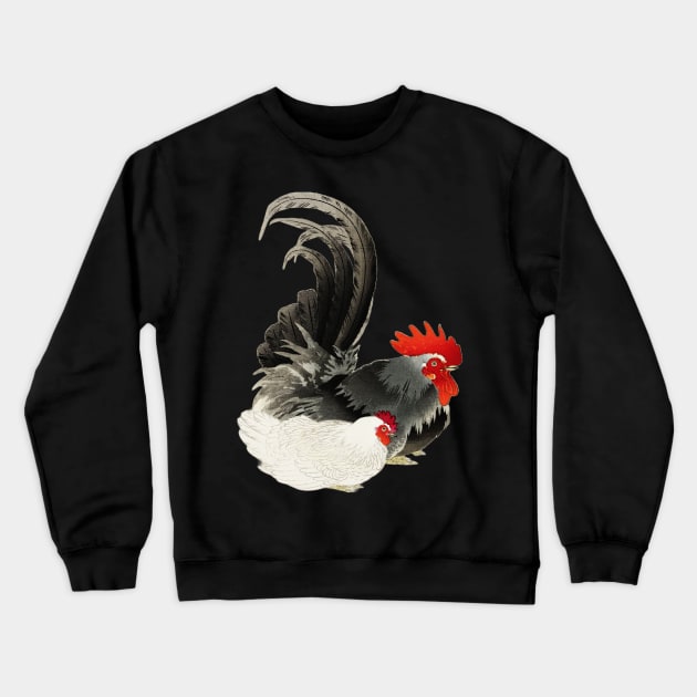 Painted Rooster and Hen Crewneck Sweatshirt by FrogAndToadsWorkshop